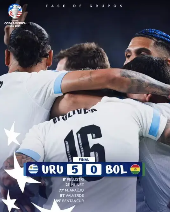 美洲杯C组第二轮综述：美国意外落败，乌拉圭大胜锁定出线