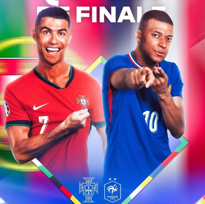 2024欧洲杯1/4决赛葡萄牙VS法国：姆巴佩直面偶像C罗