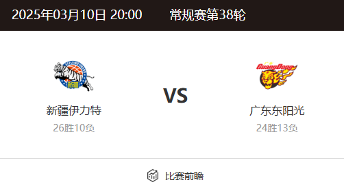  CBA常规赛前瞻：新疆 VS 广东