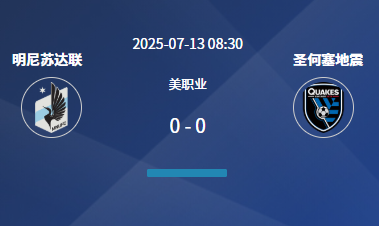 明尼苏达联vs圣何塞地震前瞻：主场龙能否延续对客队的连胜纪录？