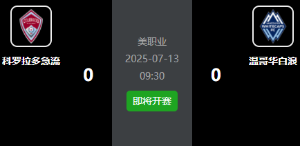 美职联前瞻：科罗拉多急流 vs 温哥华白浪